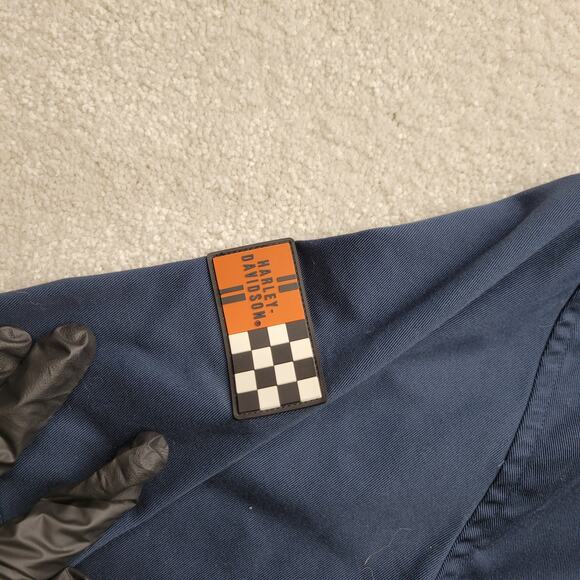 Vintage Harley Davidson Blue Garage Style Embroidered  Button Up Road Hog  Large - Picture 7 of 7